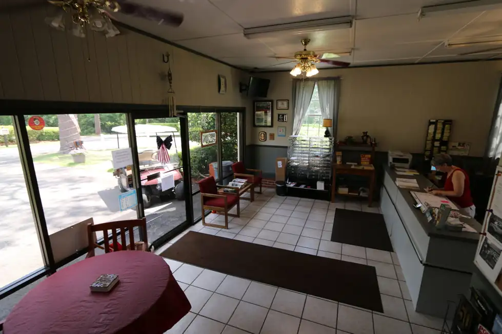 Office and store interior with a tile floor