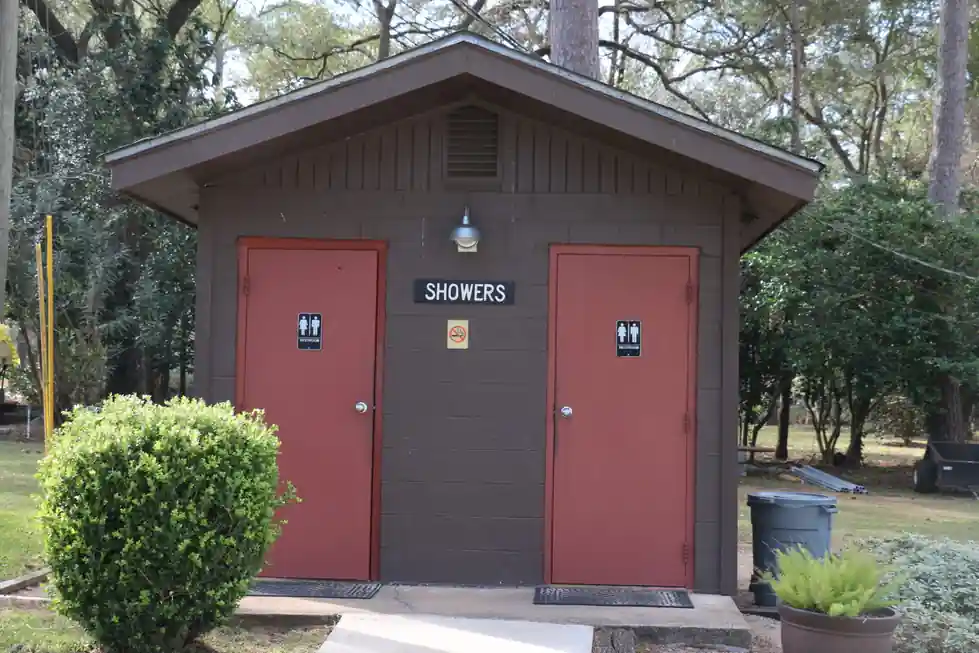 Shower house building at the park